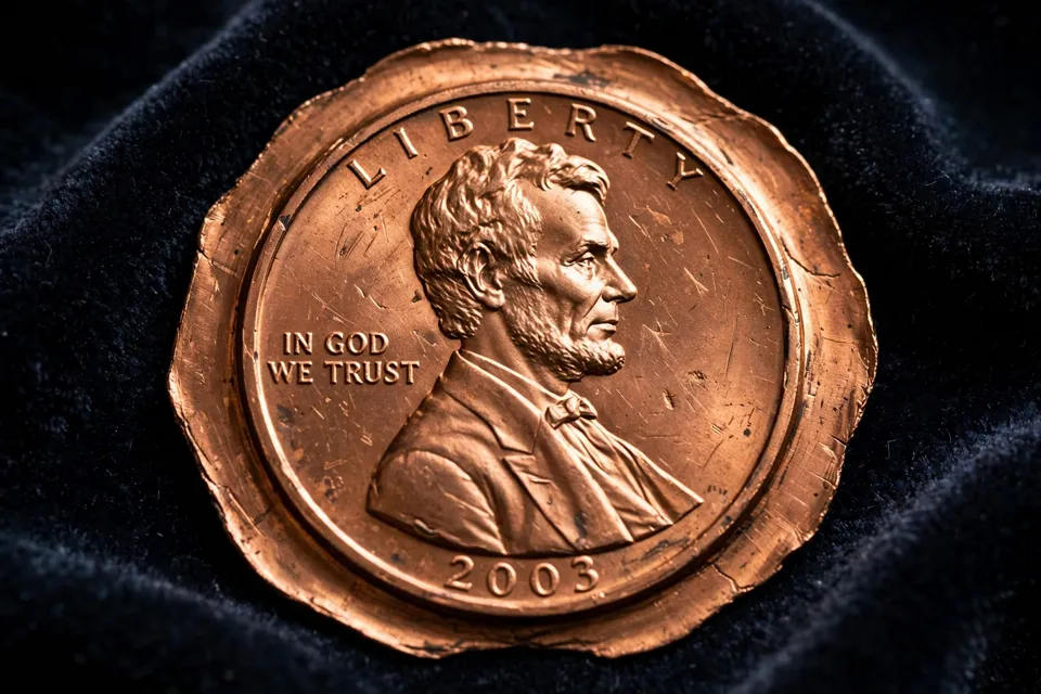 how to identify a broadstrike coin — broadstruck Lincoln cent obverse, wider than normal with a thin spread rim and full design