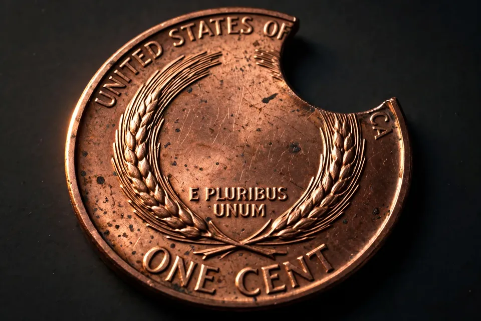 how to identify a clipped planchet coin — wheat cent reverse with a large curved clipped planchet error missing a crescent from the edge