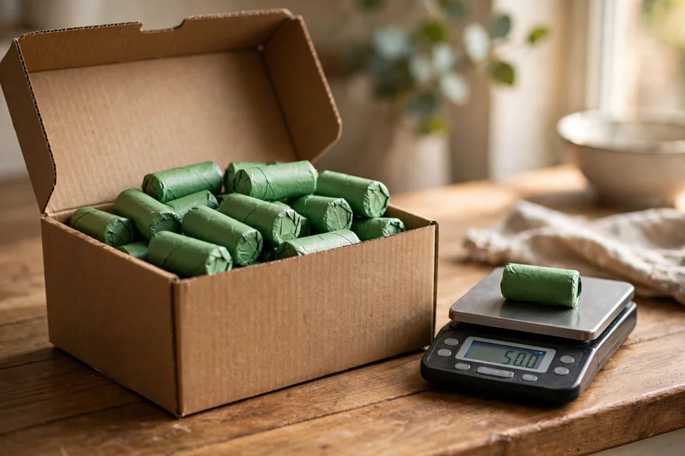 Bank box of green-wrapped dime rolls on a scale — a $250 box holds 2,500 dimes