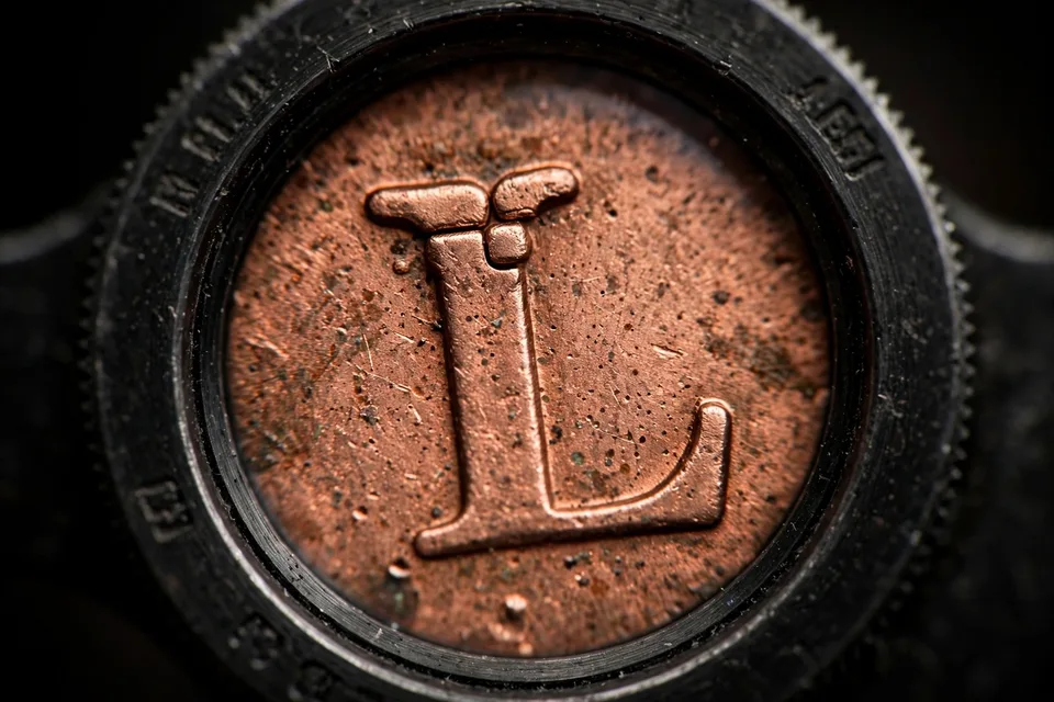 doubled die vs machine doubling — macro of split doubled serifs on coin lettering under a loupe