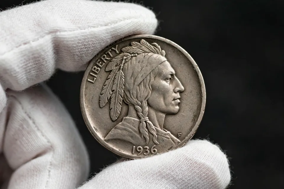 Buffalo nickel obverse close-up — the 1913–1938 Native American portrait design