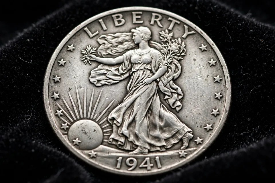 how much is a Walking Liberty half dollar worth — Walking Liberty half dollar obverse with Liberty walking toward the rising sun